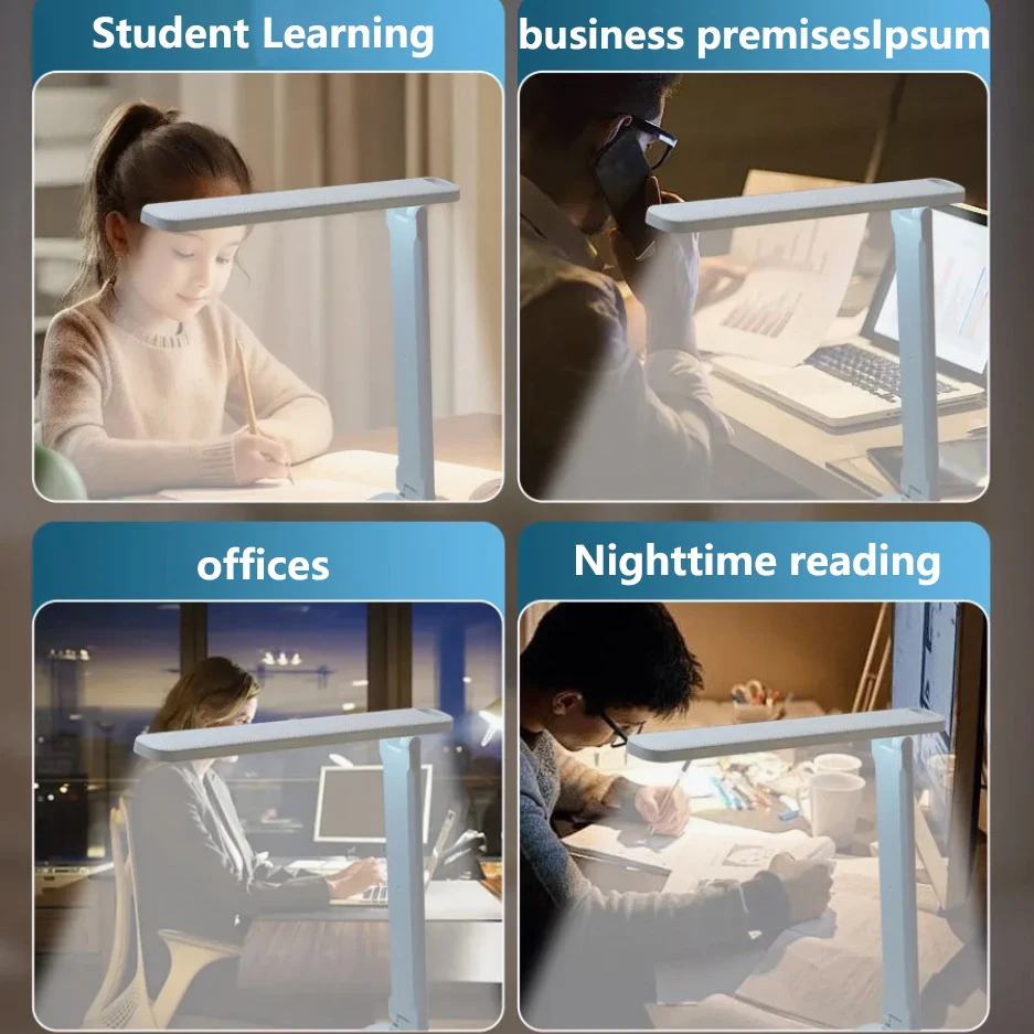 مصباح مكتبي للعناية بالعين قابل للطي مع تعتيم ثلاثي المستويات وتعديل درجة حرارة اللون وشحن USB والدراسة/القراءة #6