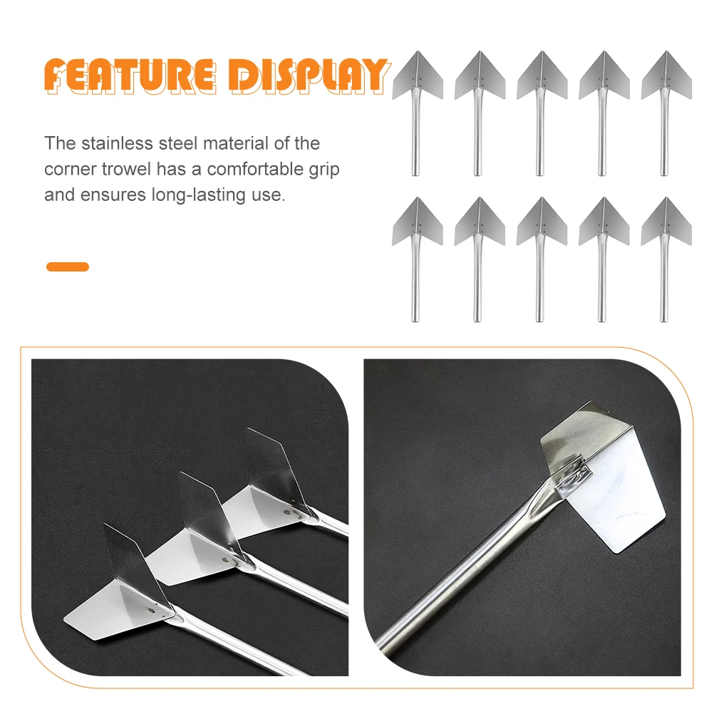 

10pcs Stainless Steel Corner Trowels 90Degree Drywall Plastering Repair Scraping Tools Masonry Puttying External Internal Edge