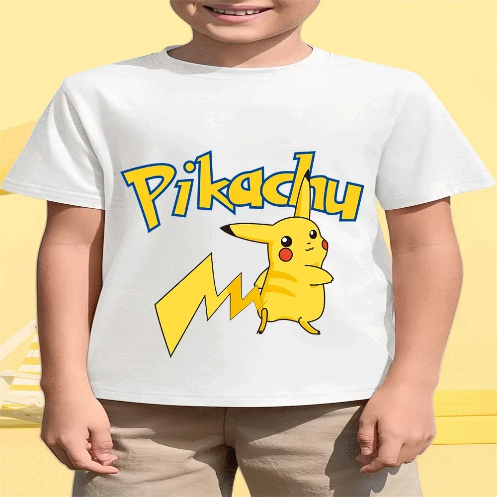 

Fashion Summer Casual Children Cotton T Shirt Pikachu Anime Print Soft Kids Top For 2-14Y