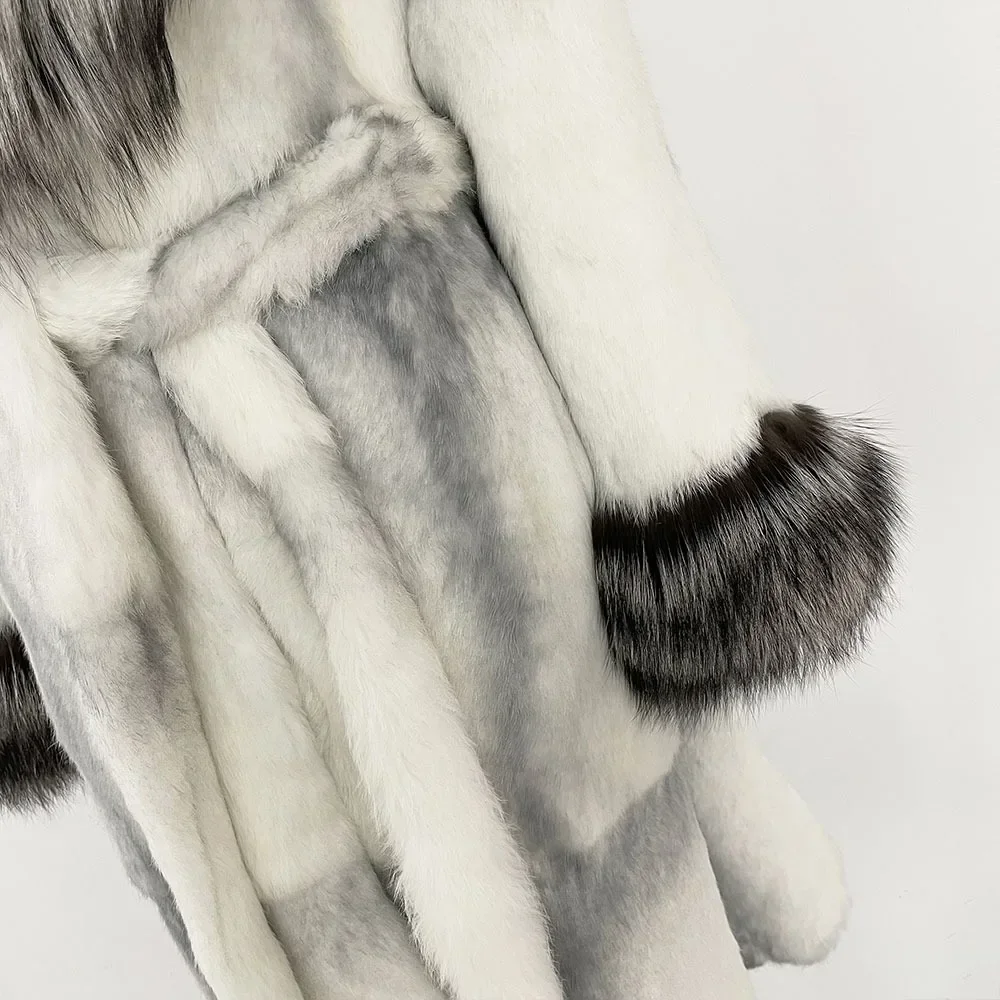 OFTBUY معطف فرو الأرنب الحقيقي المرأة الدافئة الطبيعية الثعلب الفراء سترة الإناث موضة التخليص مبيعات للنساء الملابس جواكت شتوية