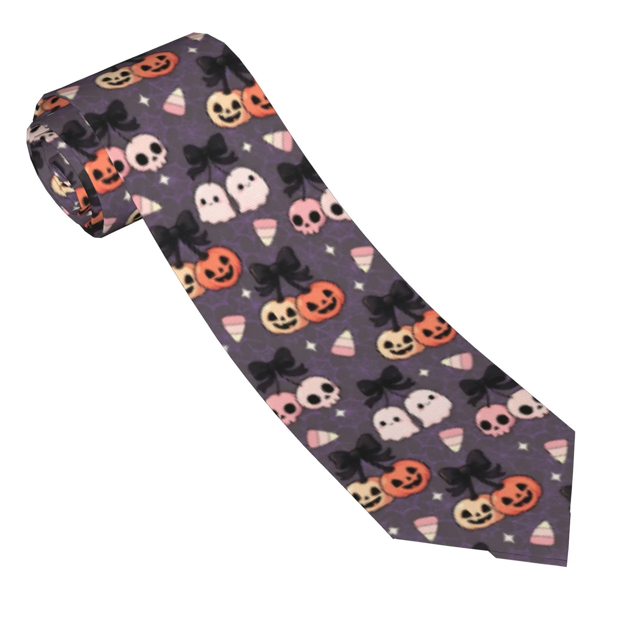 Halloween Bundle Cute Ghosts Pumpkin Necktie Unisex Polyester 8 cm  Neck Ties for Men Silk Narrow Accessories Cravat Wedding