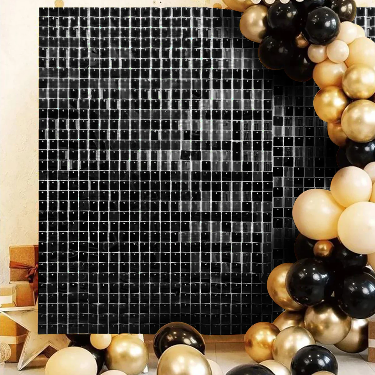 

Black Rain Curtain Sequin Backdrop Wedding Decoration Baby Shower Sequin Wall Glitter Backdrop Curtain Birthday Foil Curtain