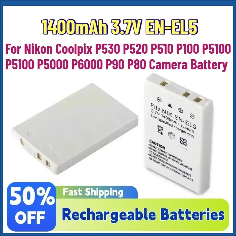 Upgrade 1400mAh 3.7V EN-EL5 ENEL5 Battery For Nikon Coolpix P530 P520 P510 P100 P5100 P5100 P5000 P6000 P90 P80 Camera