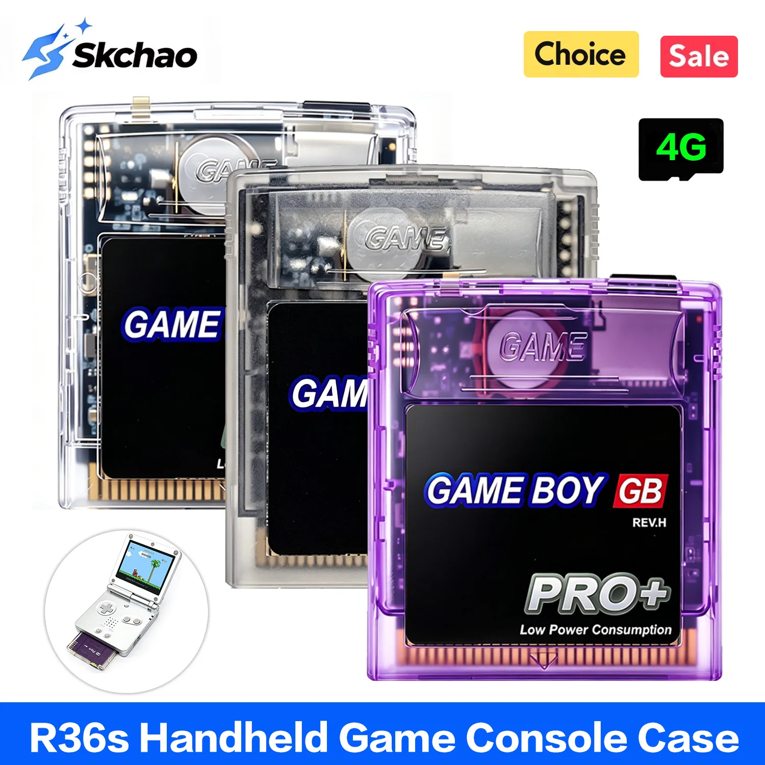 Tarjeta de Juego EDGB GBC 2000 en 1, Edición OS V4 con 4GB de Memoria, Función de Retorno con una Sola Tecla, Compatible con Game Boy Color, GB, GBA SP, GBC