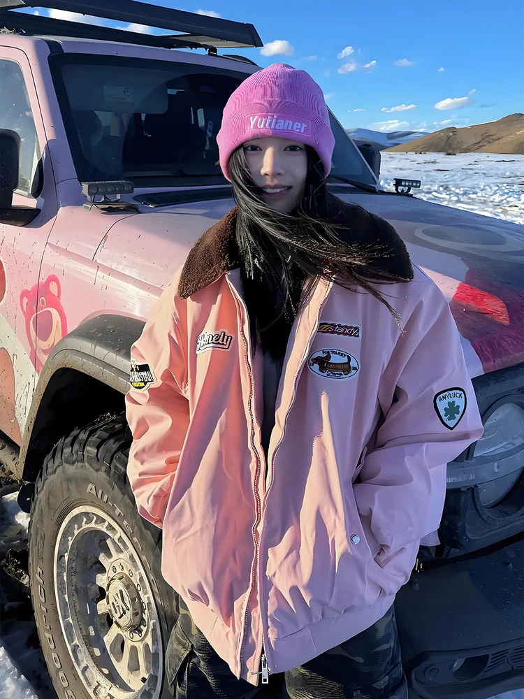 

Ретро американский лоскутный воротник Jaet Thiened свободное теплое хлопковое пальто для мужчин и женщин осенне-зимний дизайн Sense верхняя одежда