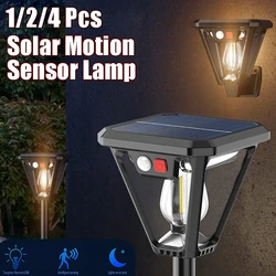 1/2/4 Pcs Solar Motion Sensor Light Outdoor Waterproof Lighting Dual Purpose Lawn Lamp and Wall Sconce for Garden or Porch