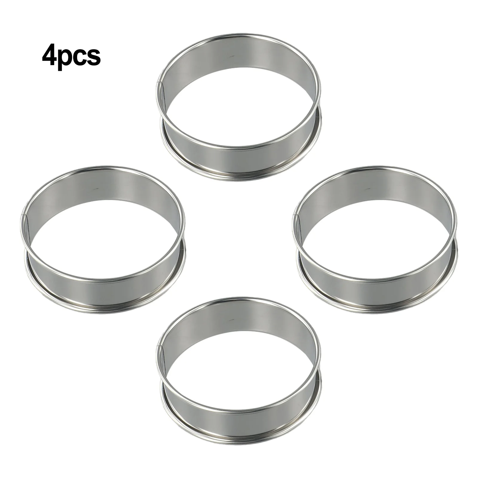 Multi Purpose Stainless Steel Rings, 4 Pack for Muffins, Cookies, Hamburgers Perfect for Home and Commercial Use