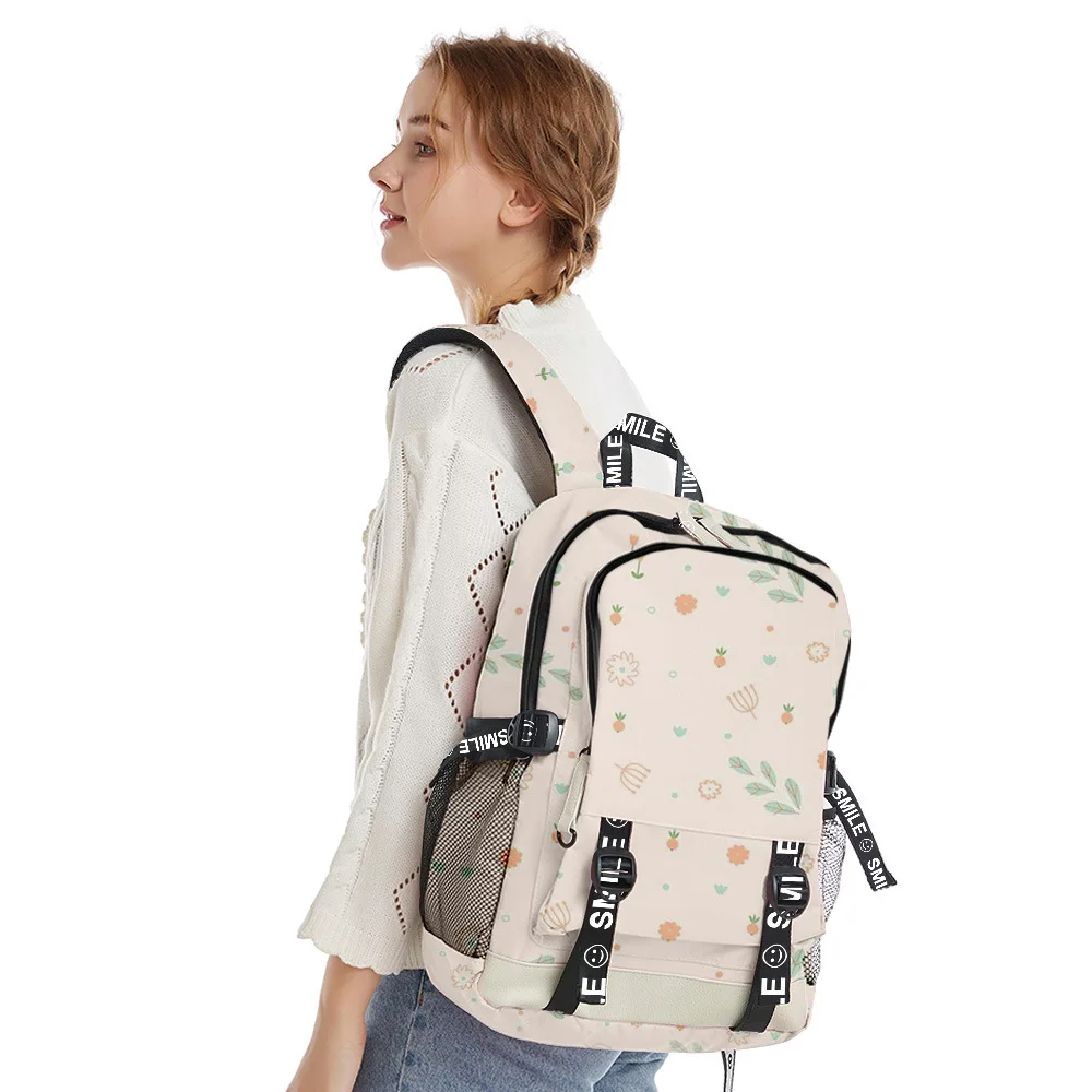 Harajuku Beautiful Flowers Student School Bags Unisex 3D Print Oxford Waterproof Notebook multifunction Travel Backpacks