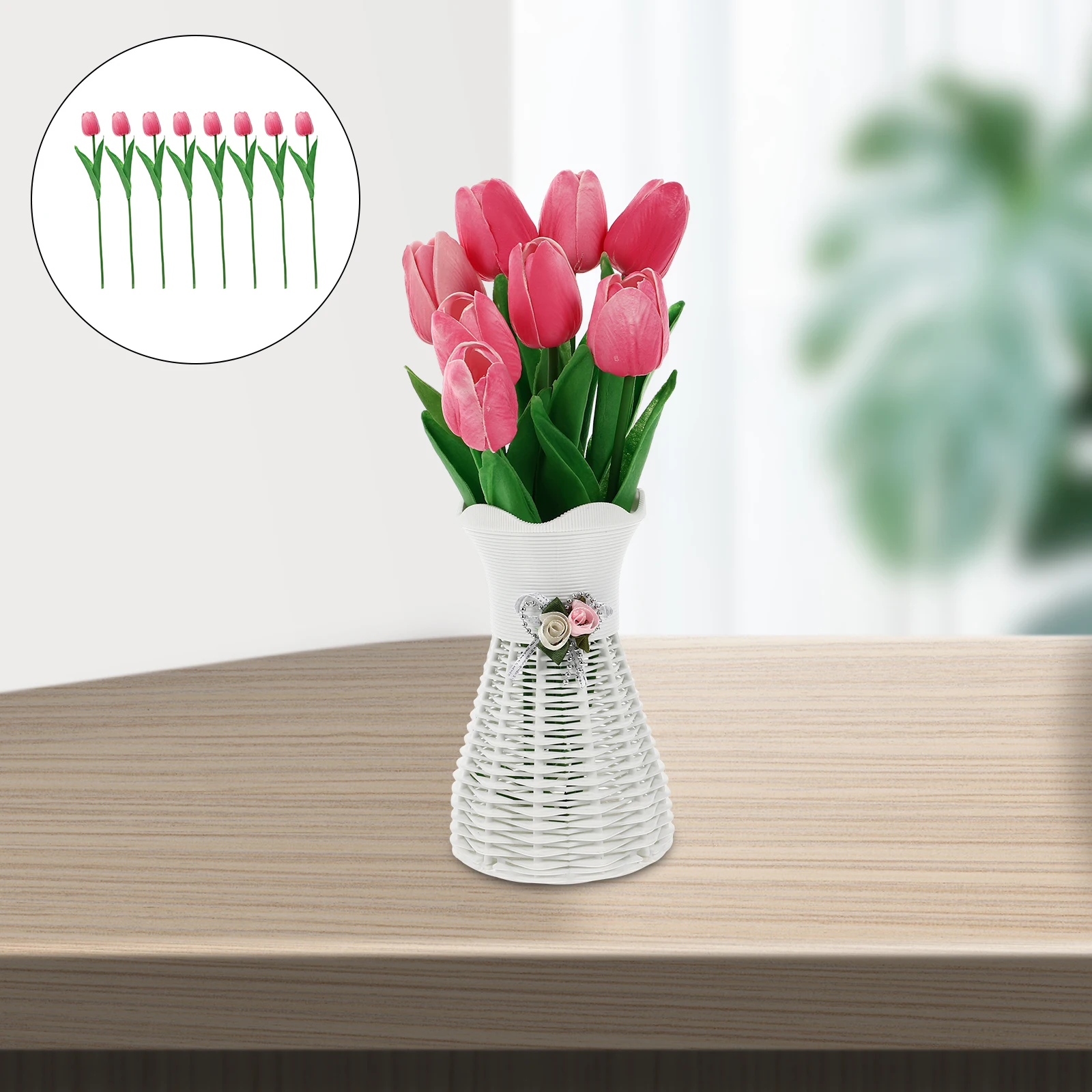 

8 Pcs Artificial Flower Bouquet Flowers Arrangement Faux Arrangements Pu Plastic Fake Ornaments Tulios Bride