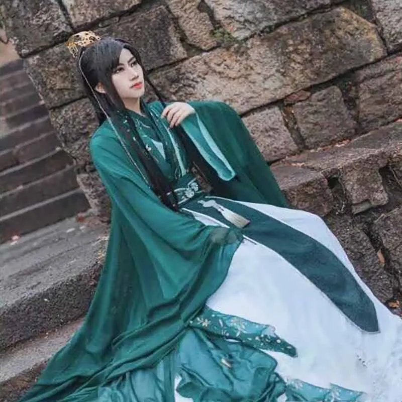 Customize Halloween&Carnival Ancient Cosplay Costume For Men Oversized Chinese Vintage Hanfu Green Sets For Women Large Size 5XL
