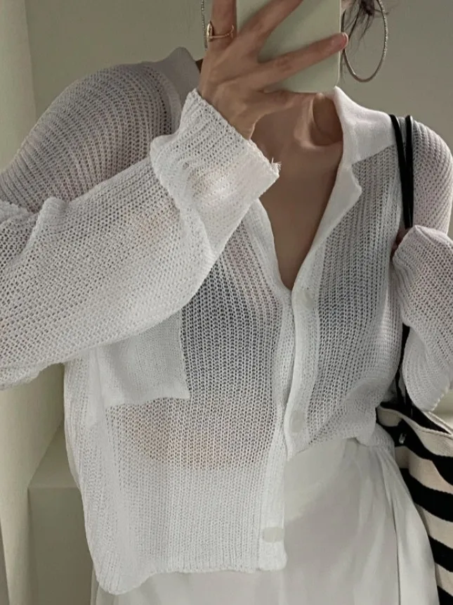 Chic Sommer Neue Sle Dünne Lange Sve Gestrickte Pullover frauen Lose Faul Offene Strickjacke Retro Kragen Pendeln Sle Herbst winter