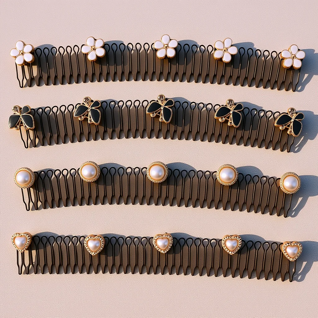 

4Pcs Invisible Hair Comb Holder U Shape Stretchable Flyaway Fixer for All Day Hairstyle Control Fine Thick Wavy Curly Hair
