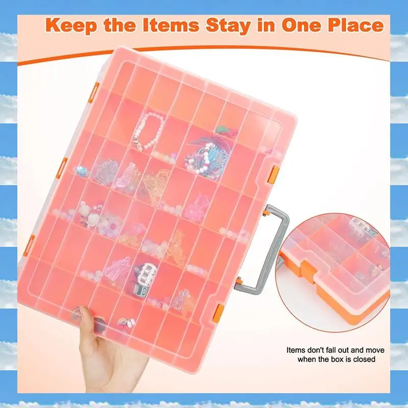 

A11I 48 Grids Large Plastic Organizer Box With Adjustable Dividers, Beads Storage Containers Compartment Tackle Box Case