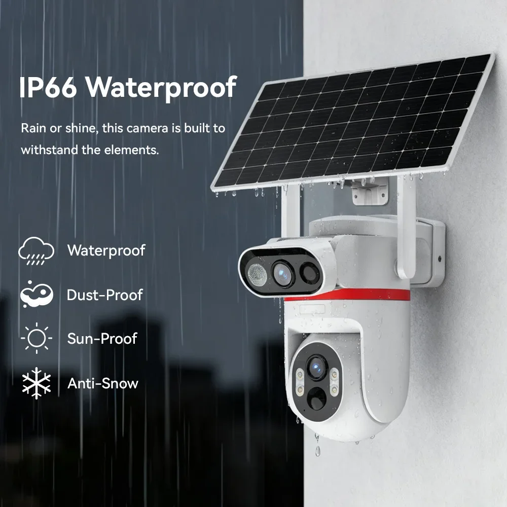 8MP Dual Lens Solar 4G Security Cameras With Solar Panels Color Night Vision Dual PIR Motion Detection Outdoor IP Camera Ubox