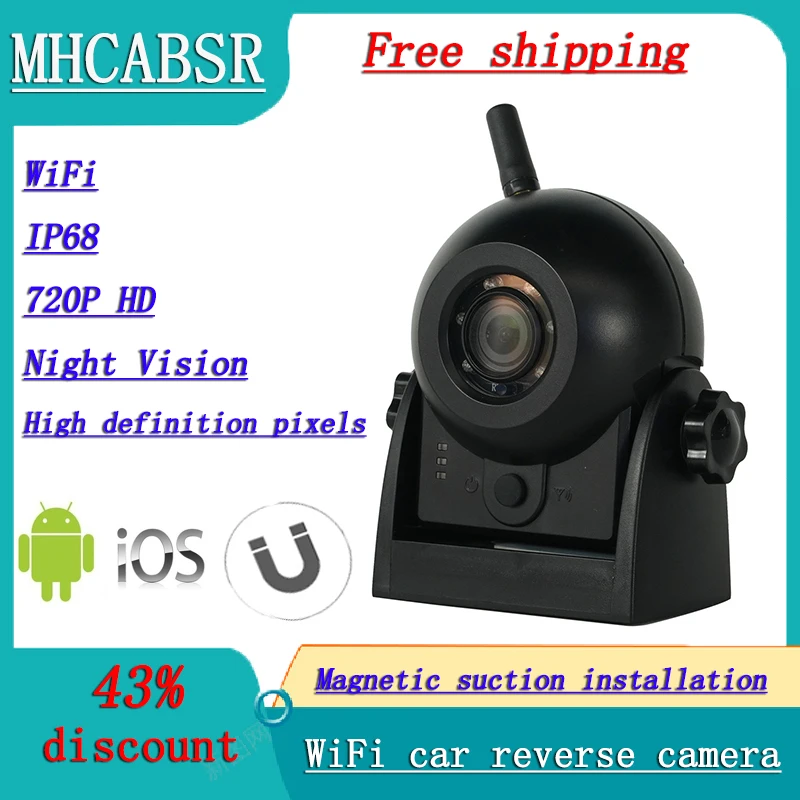 

720P WiFi Bakcup Camera-Wireless Magnetic Reversing Camera with Rechargeable Battery, for Hitching Gooseneck Horse/Fifth Wheels