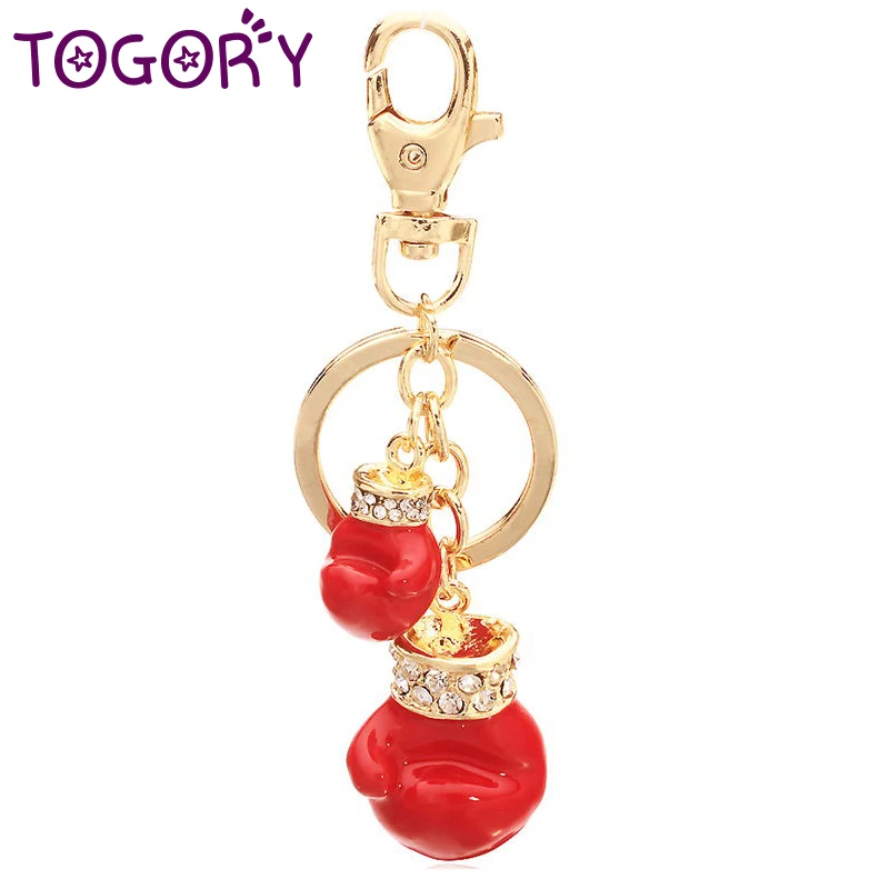 TOGORY Lucky Four Leaves Clover Crystal Key Ring Chains Holder Bag Buckle Pendant For Car Keyrings KeyChains