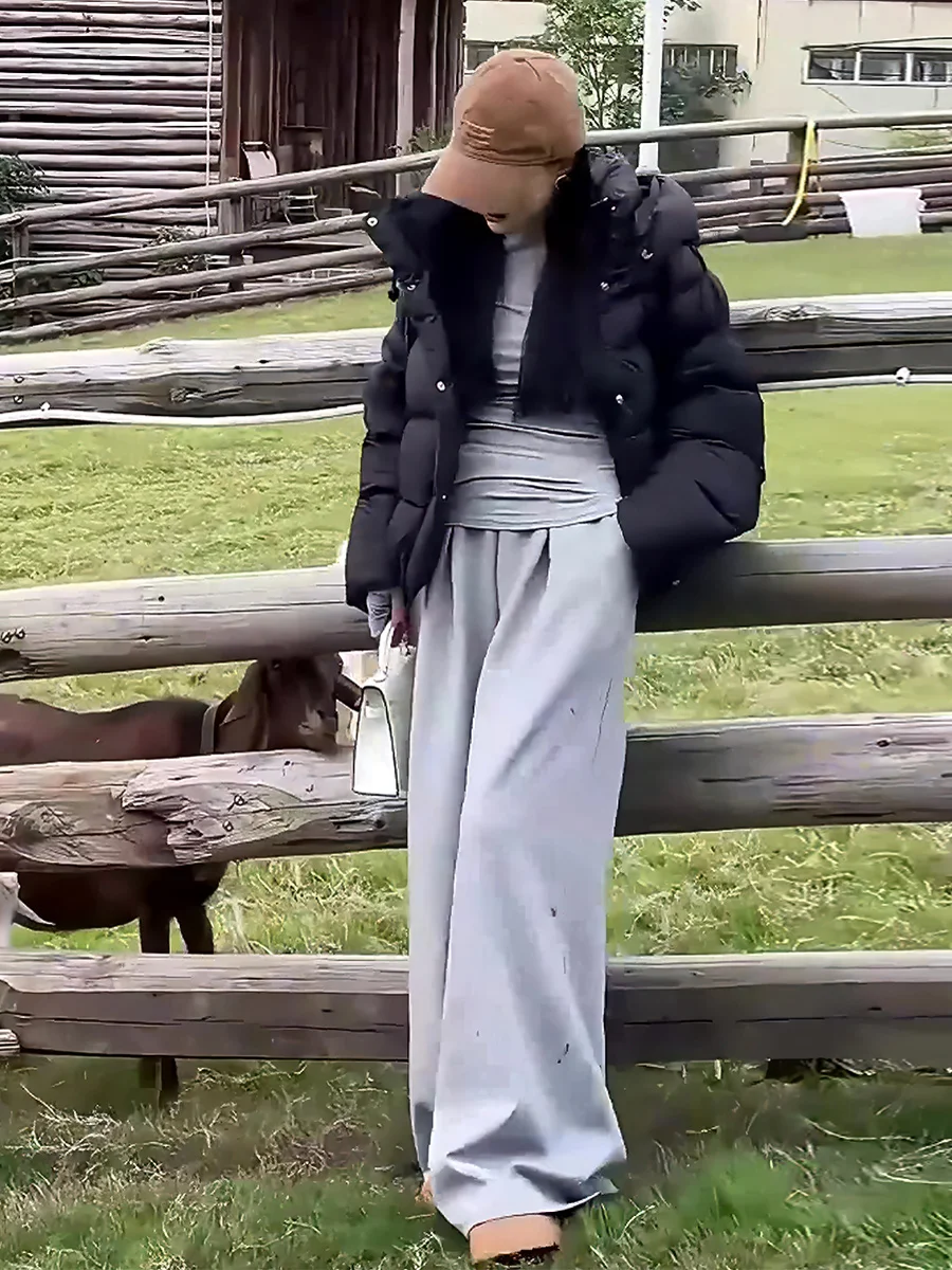 เสื้อแจ็คเก็ตผู้หญิงสีขาวแบบมีฮู้ด  ผ้าขนเป็ด  แบบมีเชือกผูก  ให้ความอบอุ่น  แฟชั่น  เสื้อคลุมฤดูหนาว  สำหรับเดินทาง  รุ่นใหม่ล่าสุด  ปี 2024