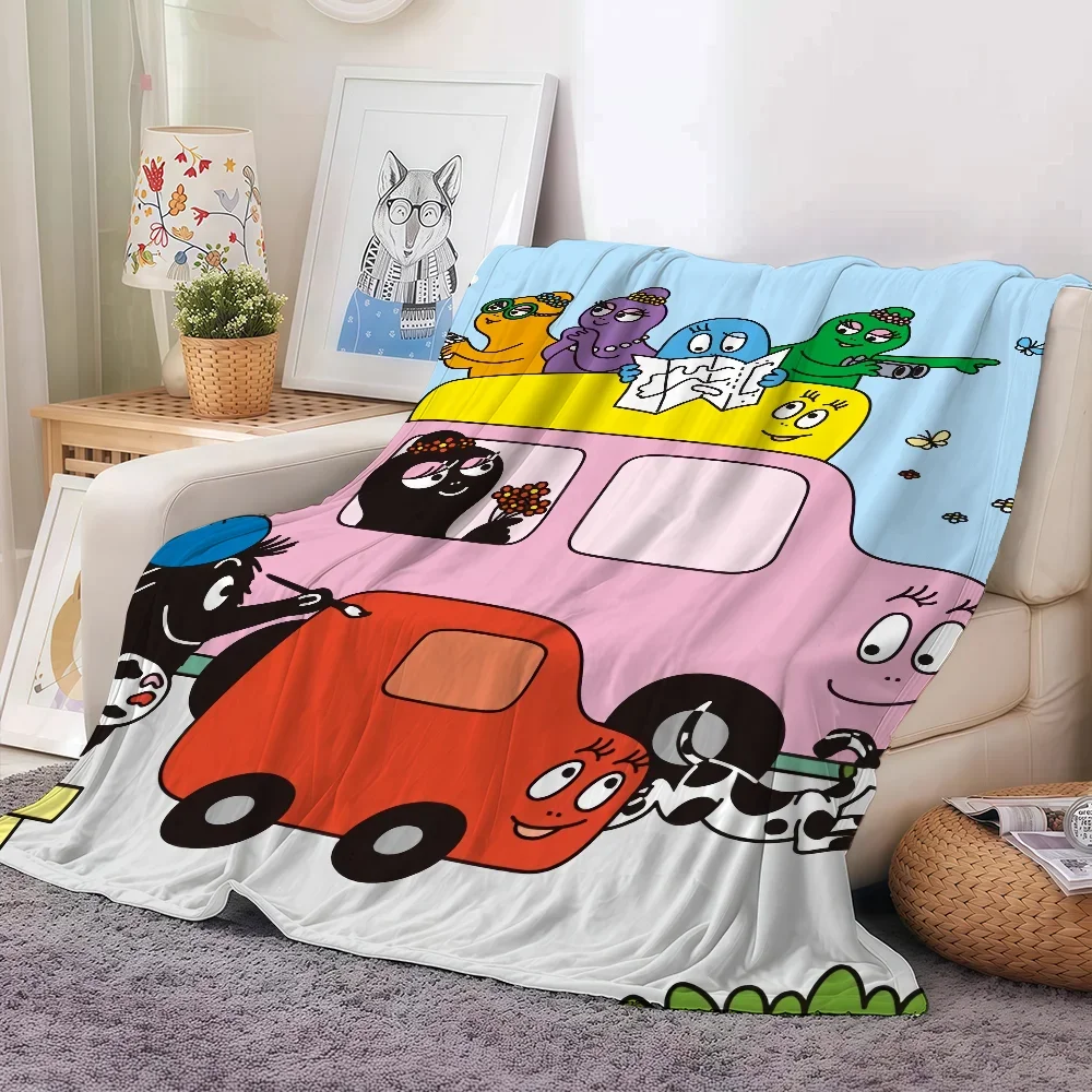Cartoon Barbapapa Cute Blanket Warm Soft for Bedroom Sofa Bed Living Room Office Travel Camping  Ideal Gift