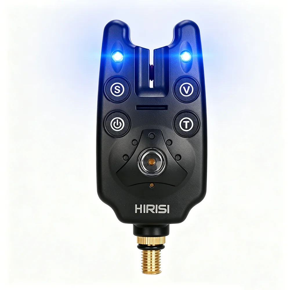 3er-Pack Hirisi Angelbissanzeiger mit Einstellbarer Geräuschempfindlichkeit und Lautstärke, Karpfenbiss-Indikatoren mit LED-Blitzalarm und Tragetasche – Detail 2