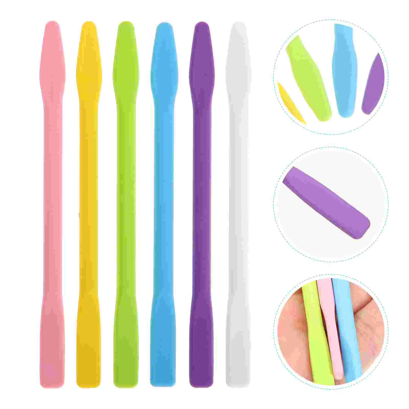 

6 Pcs Silicone Stirring Rod Wax Applicator Sticks Brow Lamination Waxing Kit Blender Makeup Resin Mixer Stirrers Epoxy