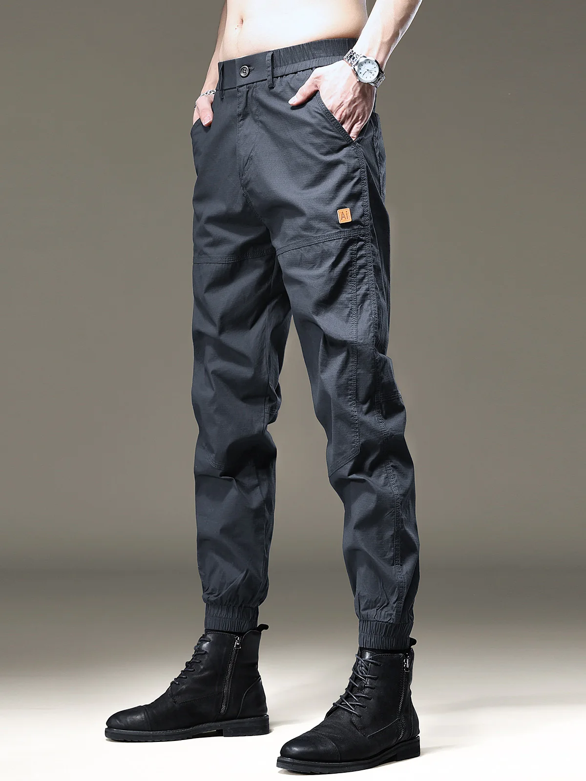 

Мужские рабочие брюки премиум-класса в американском стиле, весна 2025, модные, плиссированные, повседневные, свободного кроя, для молодежи, из смесового хлопка и полиэстера