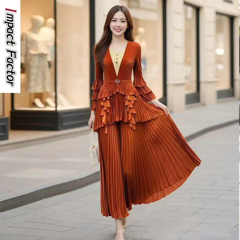 

Miyake Design Sense Suit Is Still Temperament Long Dress 2026 High-end Sense and Thin New French Two-piece Set for Women