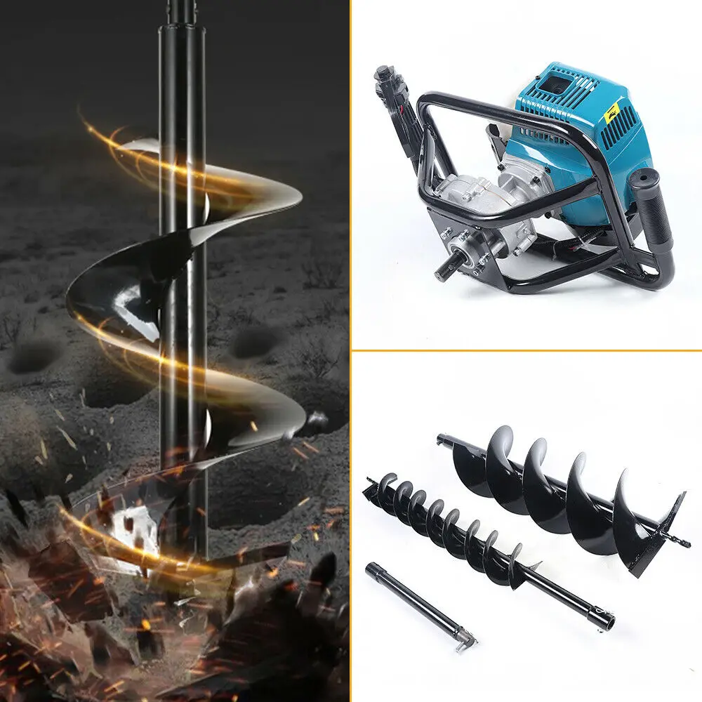 Powered Ground Post Hole Digger Earth Auger Borer Fence +1 Drill Bits w/Extention Bar