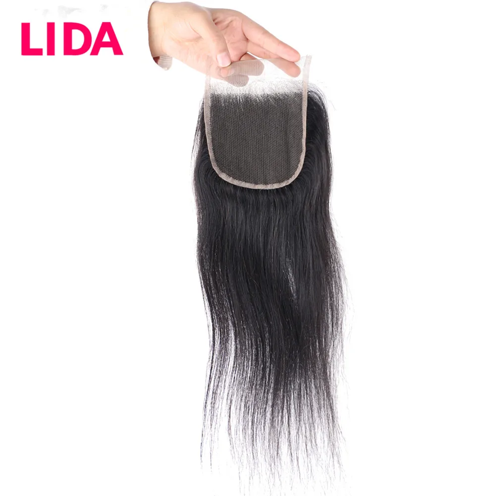 Chinese Human Hair 4*4 Lace Closure Straight Natural Color Wig Top Hair Pieces 10-16 Inches None Remy Human Hair Closure