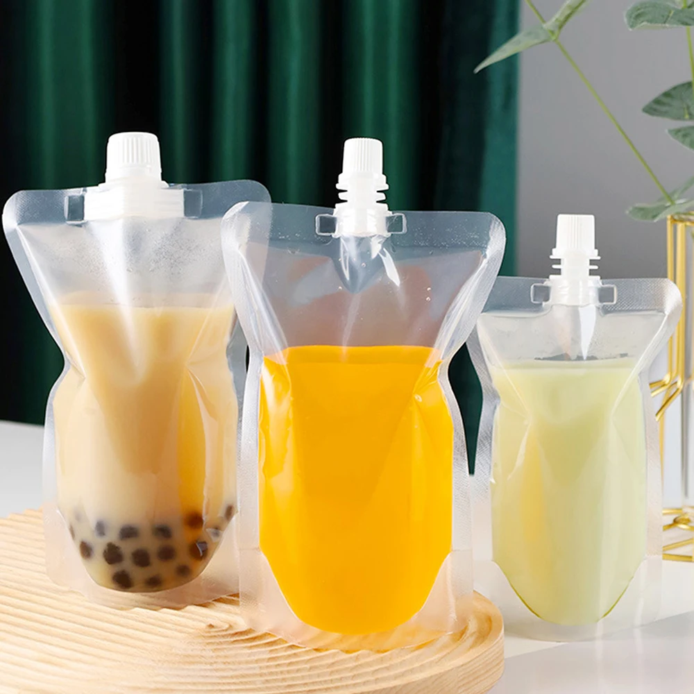 10pcs Transparent Travel Portable Packaging Bag Lotion Cosmetics Storage Bag Soybean Milk Drink Nozzle Bag Large Caliber Sealing