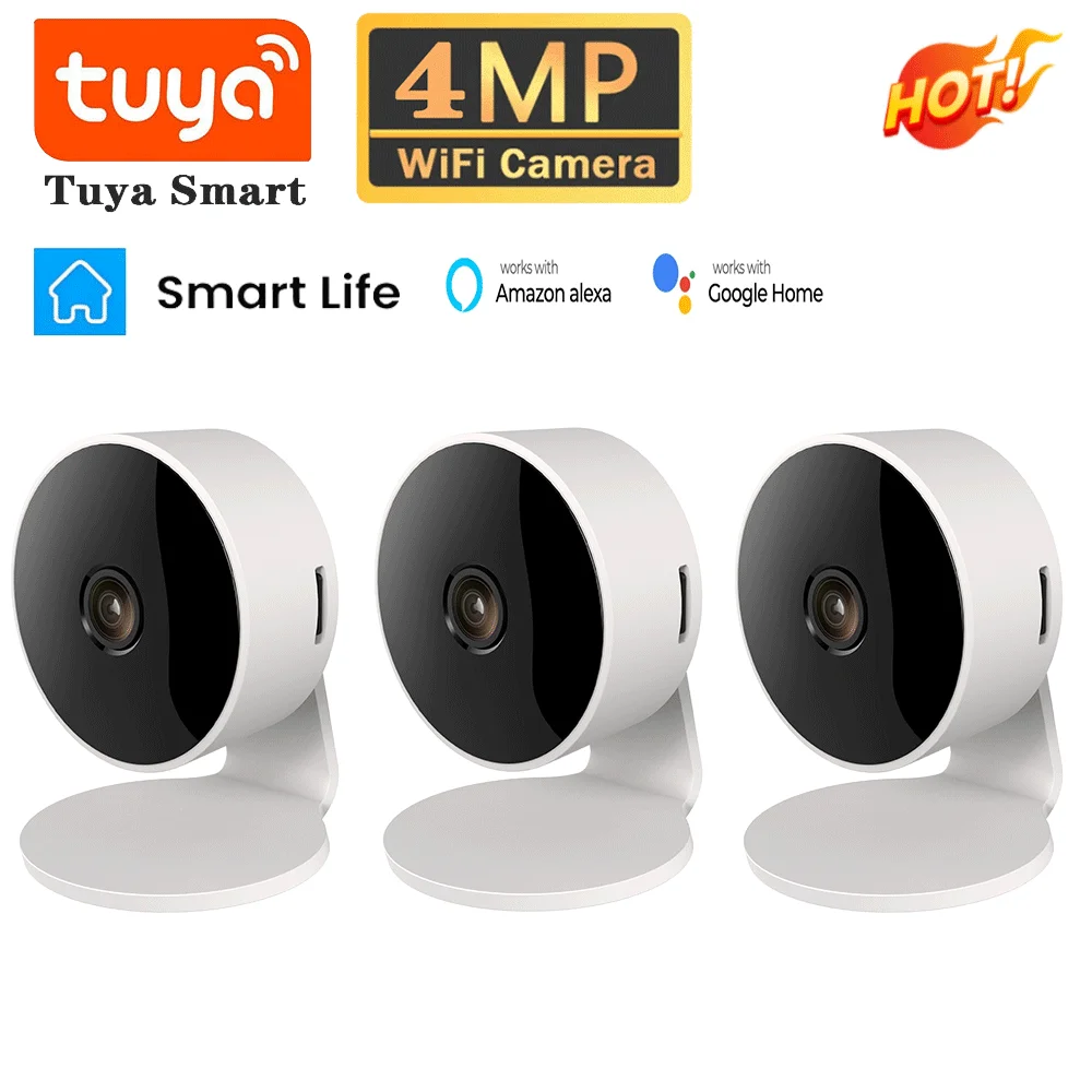 

4MP Tuya Smart Mini WiFi IP Camera Surveillance Camera Automatic Tracking Indoor Wireless Security Home Baby Monitor with Alexa