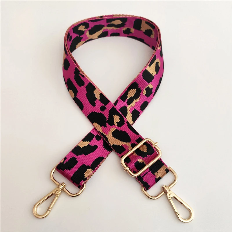 Correa de hombro ancha con estampado de leopardo reemplazable para mujer, ajustable, larga, bolso de mano, correa cruzada, accesorios de moda