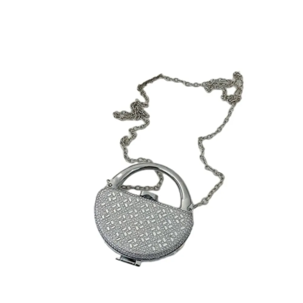 

Роскошная мини-сумка через плечо в корейском стиле, блестящая маленькая сумка-цепочка для банкета, элегантная женская металлическая сумка для помады, украшенная стразами