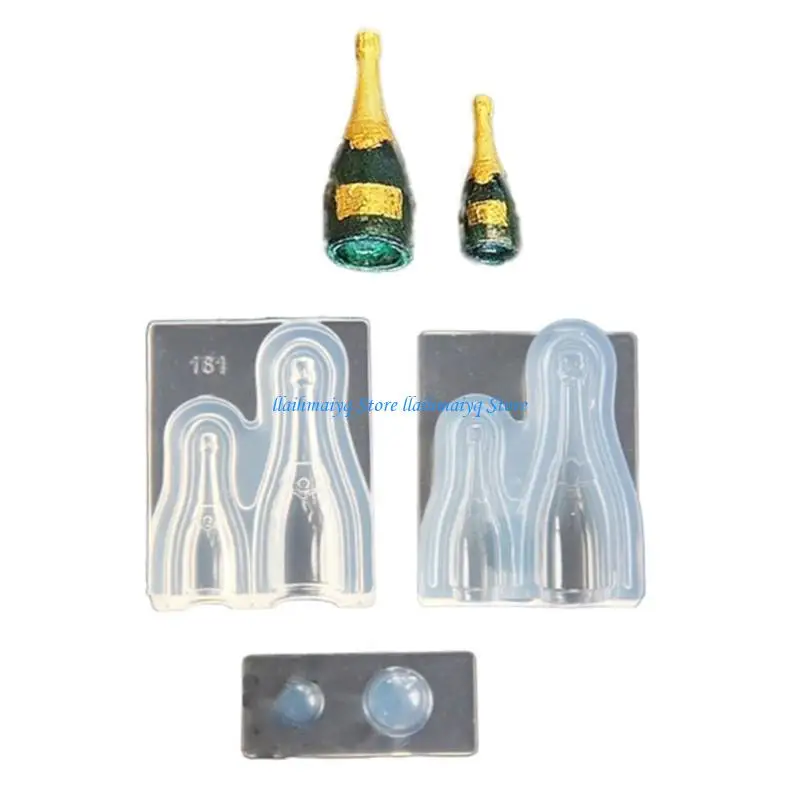 573B 3D Miniature Glass Bottle Jar Silicone Mold Container Epoxy Resin Casting Mould