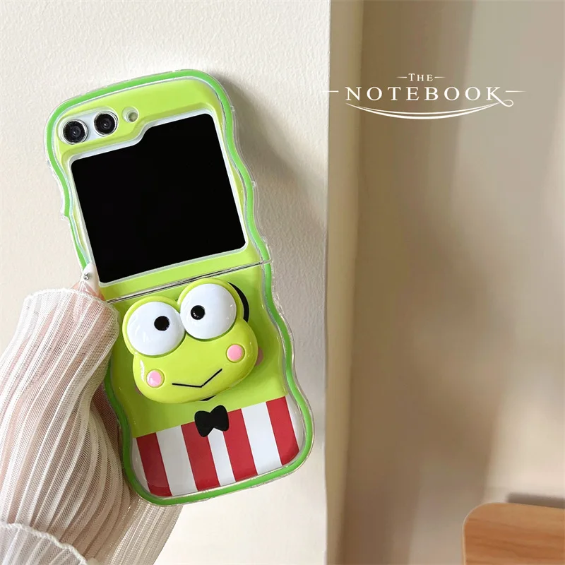 

Green Frog Phone Case For Samsung Galaxy Z Flip 7 6 5 4 Protective Back Cover For ZFlip5 ZFlip6 ZFlip7 Case Shell