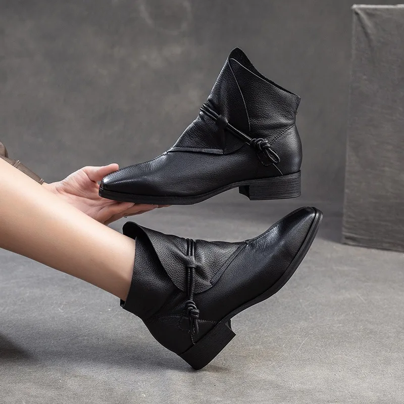 

Birkuir/женские ботильоны на квадратном каблуке в стиле ретро, туфли с квадратным носком на пуговицах, короткие ботинки на толстом каблуке 3 см, повседневная обувь из натуральной кожи