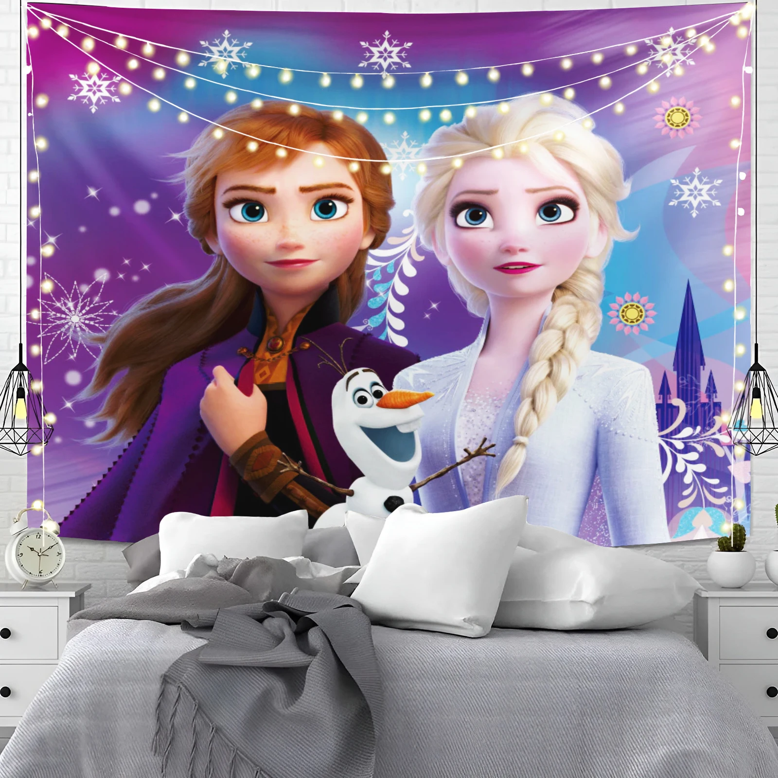 Frozen Princess Elsa Anna Anime Kawaii Decor Tapestry Room Wall  Birthday Party  Bedroom Home Hanging