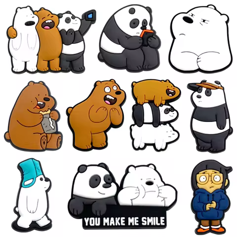 10pcs/set Shoe Charms Cute Cartonn Bear For Women Men Funny PVC Shoe Accessories Unisex Gifts