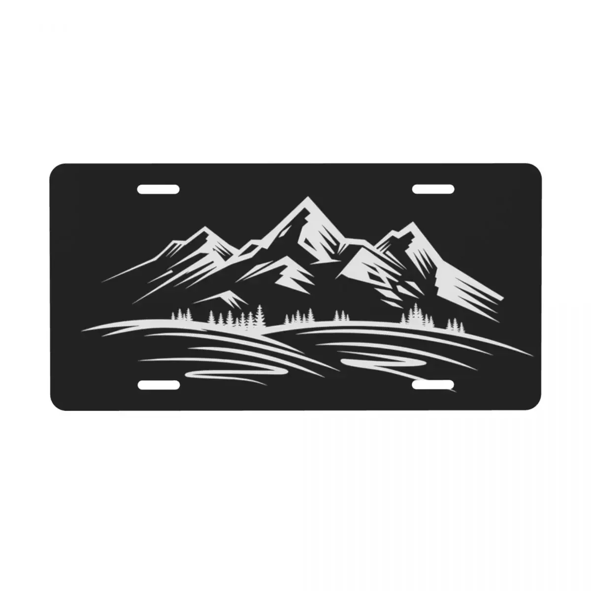 Mountains Landscape License Plate Novelty Camper Decorative Car Front License Plate Aluminum Metal Sign Vanity Tag 6 X 12 Inch