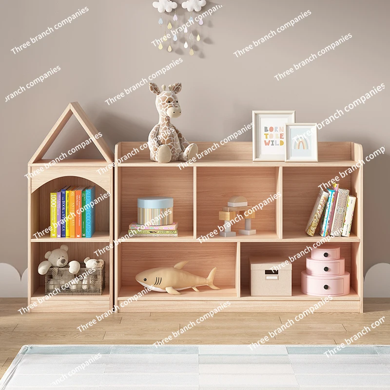 

Children's bookshelf Solid wood storage rack Shelf Bookcase Grid cabinet Children's reading area