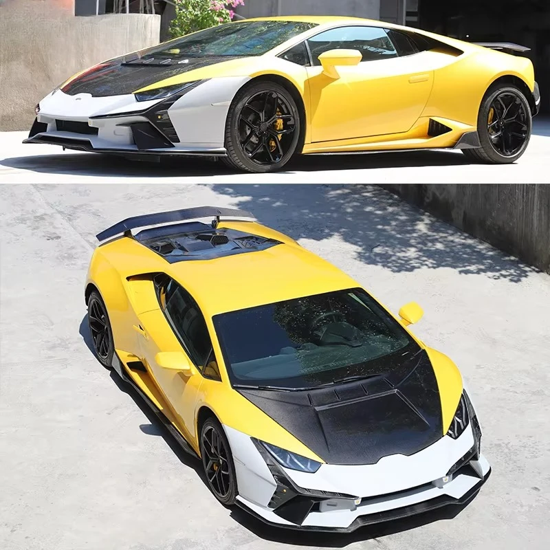 Huracan Lp 580 610 EVO Upgraded Half Carbon Fiber Car Bumper Body Kit TECNICA Style Front Bumper 6