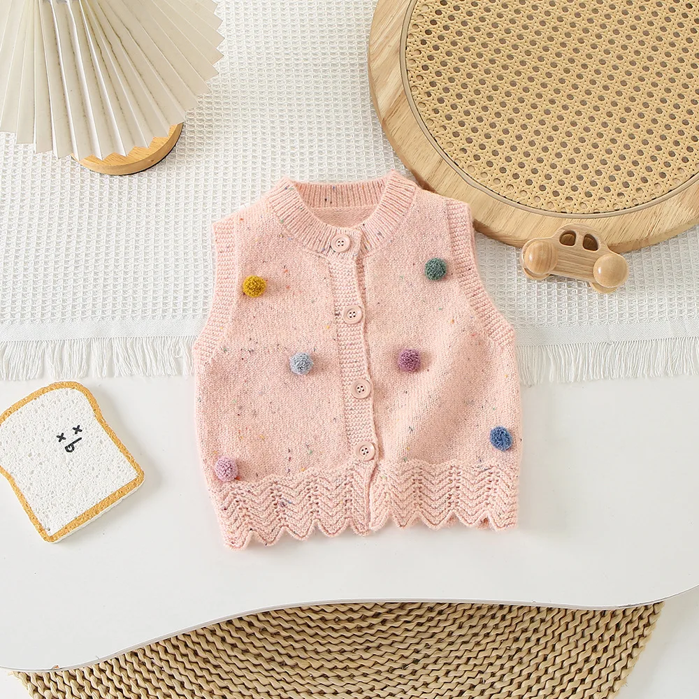 Girls Knitted Vest Spring Autumn 2024 Children Woolen Jersey Sweaters Sleeveless Tops For Baby Outerwear Clothes Kids Vest 5 6Y