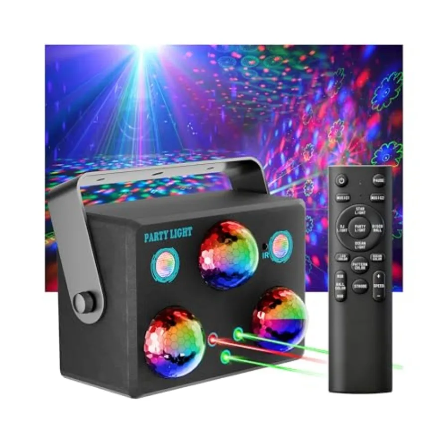 

Disco Ball Party LightsDJ Disco Lights Sound Activated LED Stage Strobe Light Star Ocean Projector with Remote Control for Home
