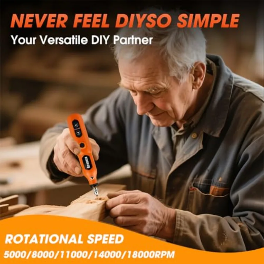 ชุดเครื่องมือโรตารี่ไร้สายขนาดกะทัดรัดพร้อมการตั้งค่าความเร็ว 5 ระดับและไฟ LED ในตัว รวมอุปกรณ์เสริม 78 ชิ้น แบตเตอรี่แบบชาร์จได้ 3.7V TypeC