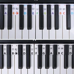 88/61 Keys Removable Silicone Piano Keyboard Guide Stickers Reusable Piano Key Note Labels Electronic Piano Beginners Accessory