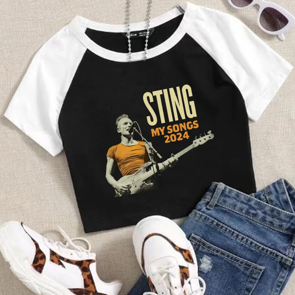 Sting My Songs Tour 2024 Crop Tops T-Shirt Girls Super-short Fans Gift Regular O-Neck Short Sleeves Fashion Printing