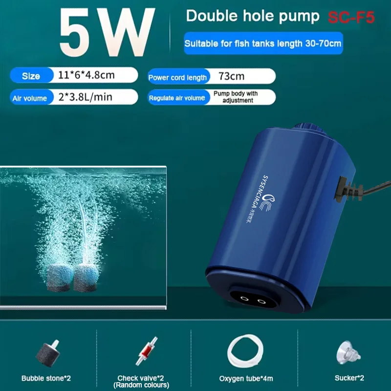 1PC Stille Aquarium Zuurstof Luchtpomp met Terugslagklep Aquarium Compactor Oxygenator Aquarium Luchtcompressor Beluchter 220v 3w-14w