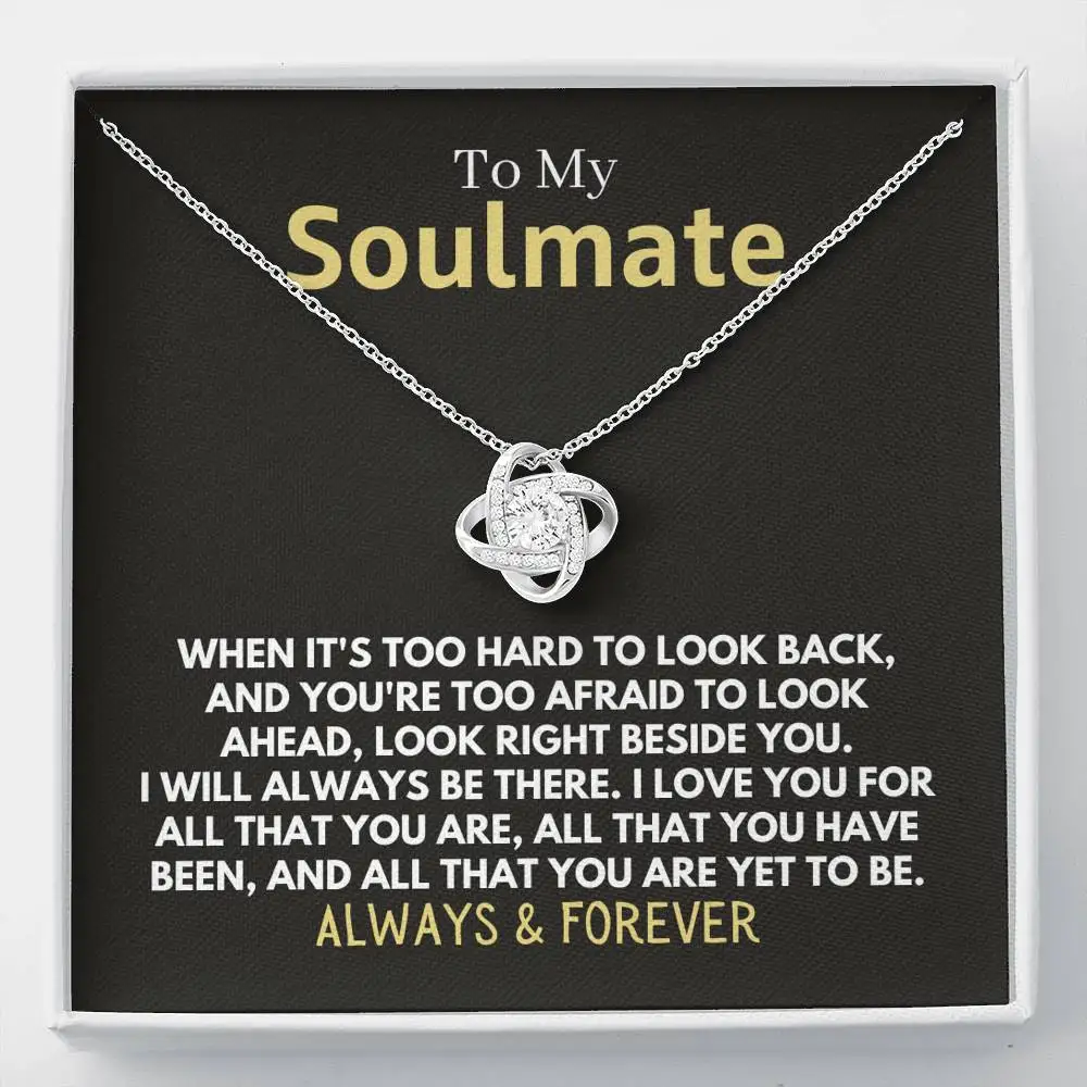 To My Soulmate Wife Christmas Gift Necklace Women Girls Fashion Jewelry Love Knot Necklace With Gift Box 2024 New Dropshipping