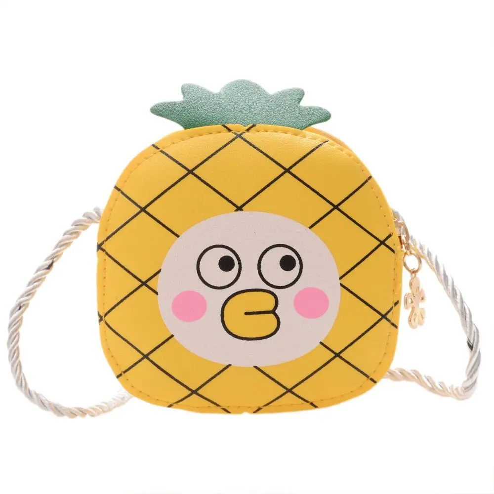 Mini bolso de hombro de dibujos animados Kawaii para niños, monedero, bolso cruzado, fresa, melocotón, naranja, piña