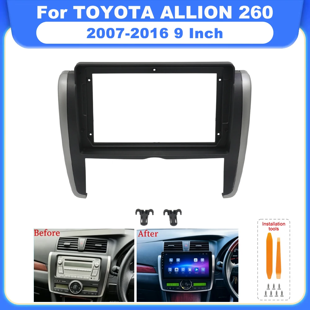 9 Inch Android Car Stereo Dashboard Face Plate Frame Cable Kit For TOYOTA ALLION 260 2007-2016 Radio Fascia