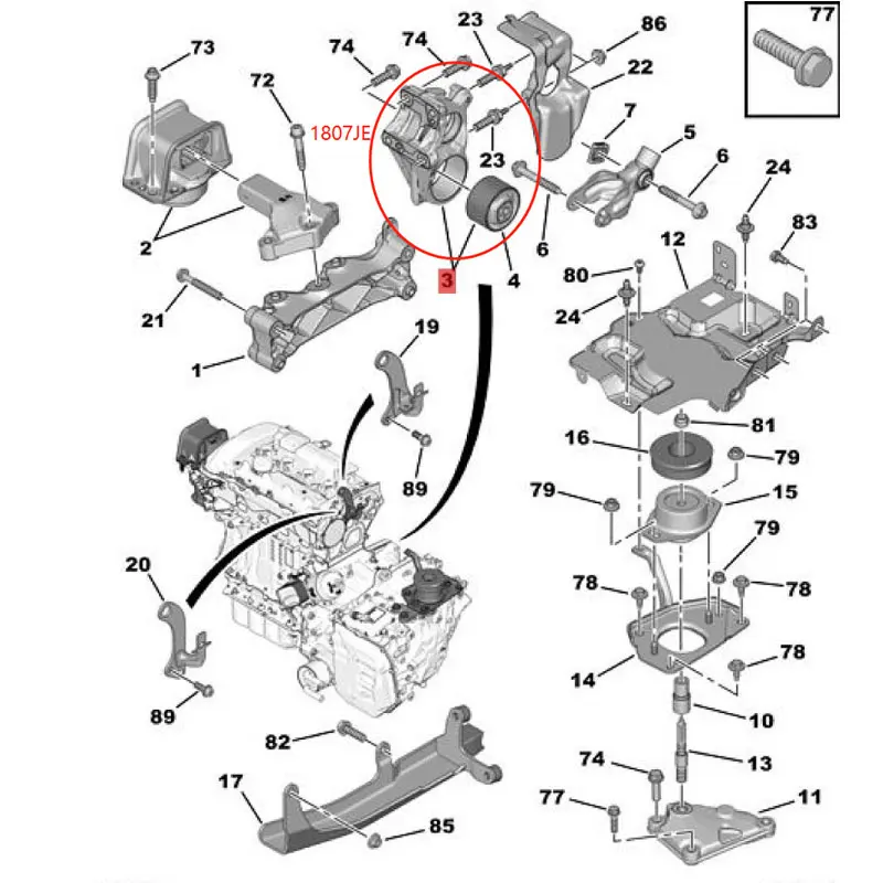 Auto Parts Engine Buffer Fixing Mount Bracket Link for 308 408 RCZ 3008 Citroen C4 OE 1807je 1807JE 1807.JE 1807JF